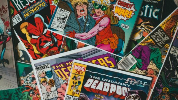 From above pile of collection of various famous comic books with colorful covers