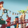 Toy Story characters Jessie and Rex in vibrant scene at Orlando park