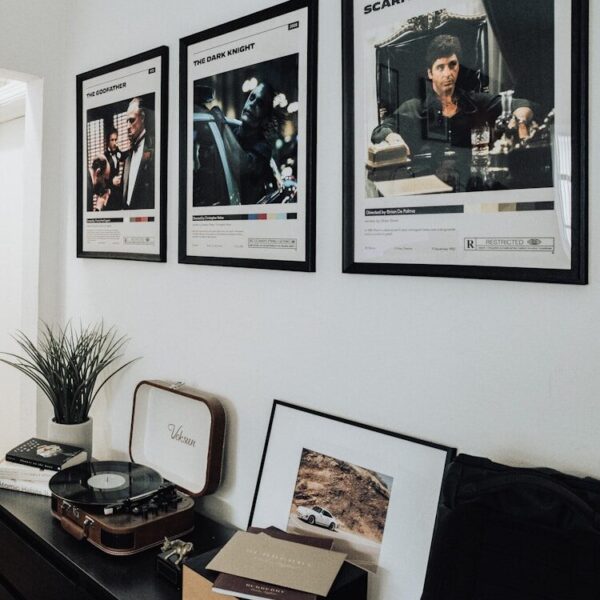 black and white photo frame on white wall
