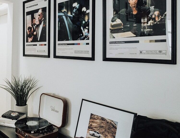 black and white photo frame on white wall