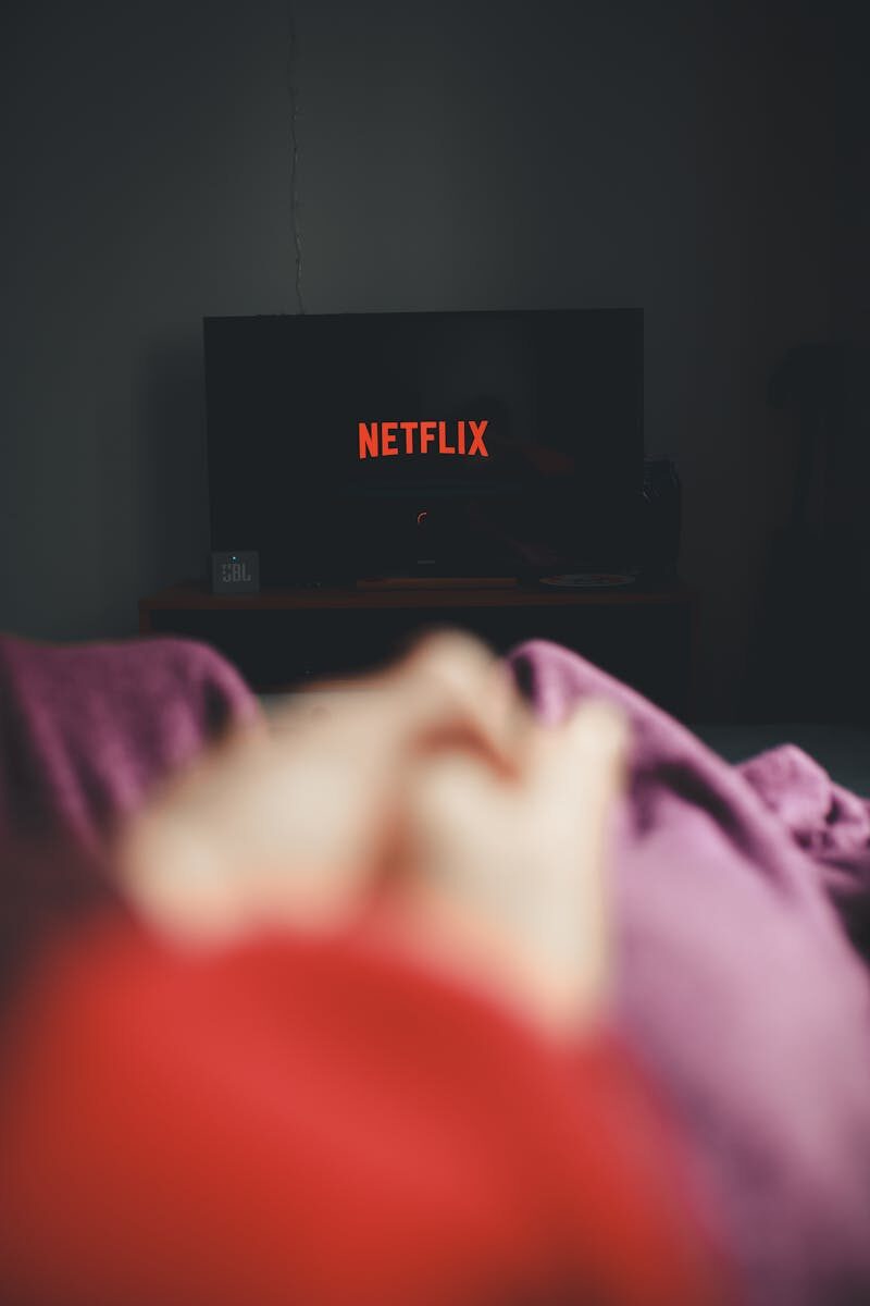 Relaxing indoors with Netflix, showcasing a typical weekend vibe.