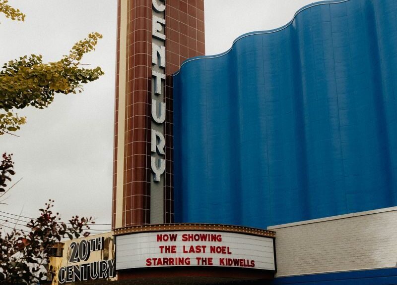 Iconic 20th Century Theater in Cincinnati with classic Art Deco design and vibrant colors.