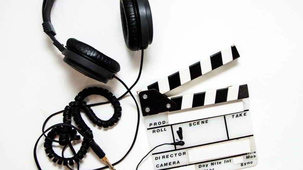headphones, clapper, clapperboard, film, movie, video, cinema, equipment, production, studio, media, sound, video production, headphones, film, film, movie, movie, video, video, video, video, video, cinema, media