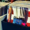 Collection of classic vinyl records including Bruce Springsteen and Rolling Stones.