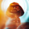 Miniature Darth Vader figurine with vibrant light effects adds a touch of fantasy.