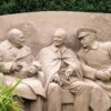 sand sculpture, heads of government, art, work of art, sand, guard, fake, decoration, churchill, roosevelt, stalin, wwii, history, sand sculptures, churchill, churchill, roosevelt, stalin, stalin, stalin, stalin, stalin